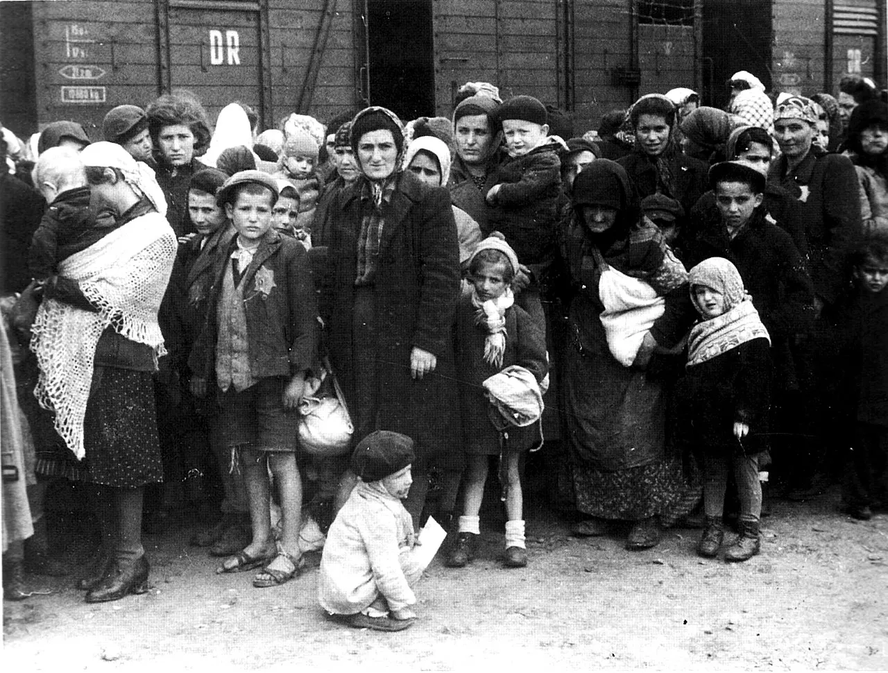 Для документальних цілей Німецький федеральний архів часто зберігав оригінальні підписи до зображень , які могли бути помилковими, упередженими, застарілими або політично екстремальними .Концтабір Аушвіц, прибуття угорських євреїв